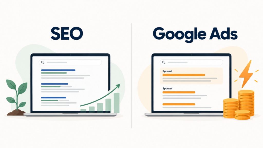 Hva er forskjellen på SEO og Google Ads