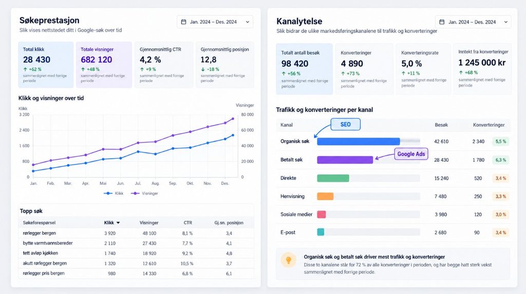 Måling av SEO og Google Ads i Search Console og Google Analytics 4